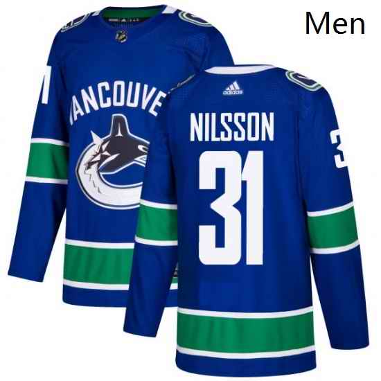 Mens Adidas Vancouver Canucks 31 Anders Nilsson Premier Blue Home NHL Jersey